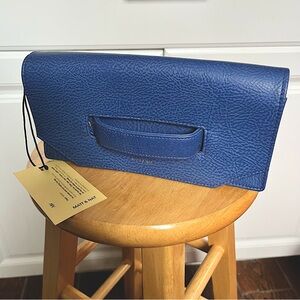 New NWT Matt & Nat Abiko Dwell royal blue clutch vegan leather Stella McCartney